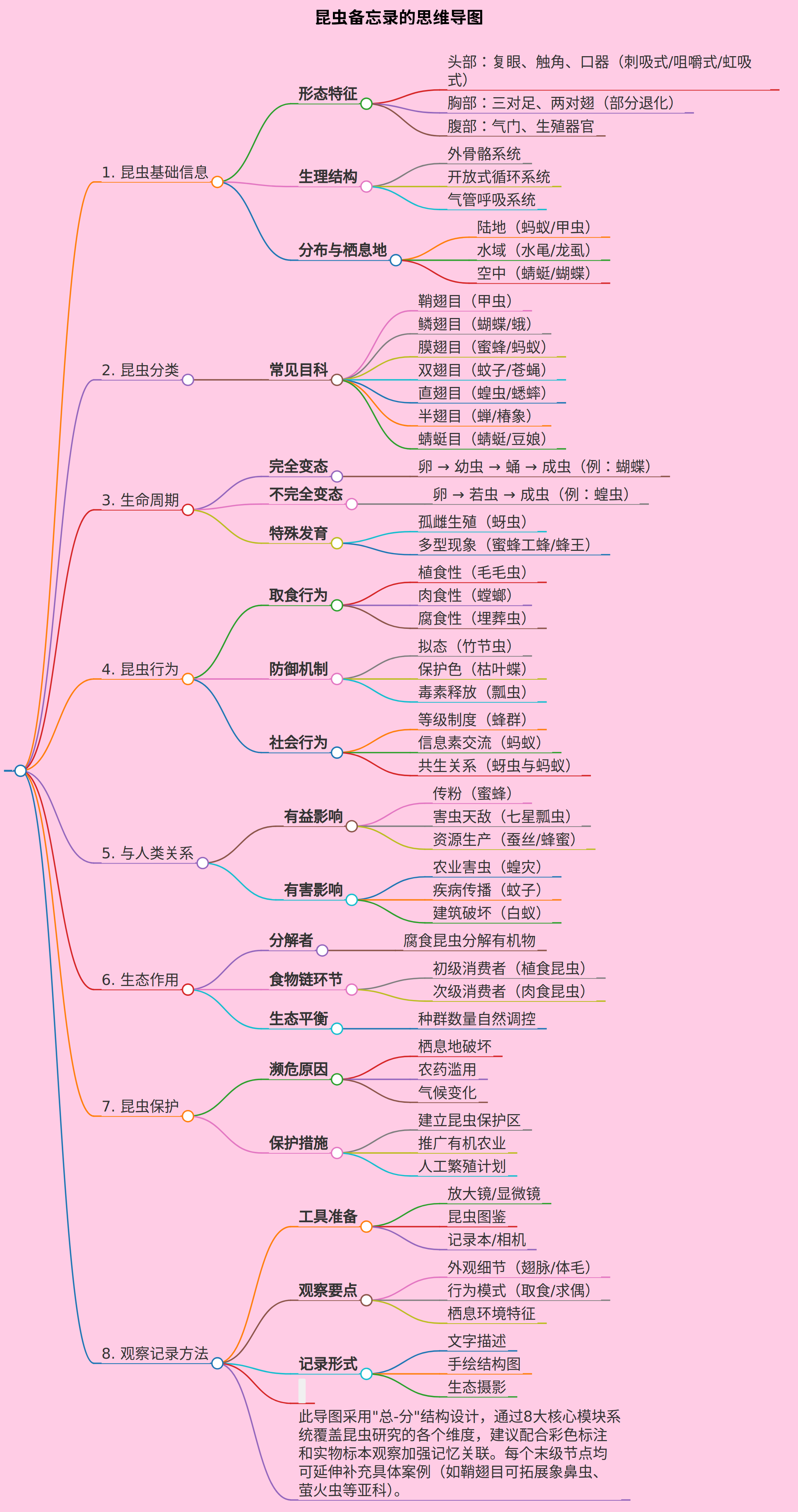 昆虫备忘录的思维导图